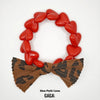 Bracelet GAGA maxi cœurs écru, noir ou rouge avec nœud léopard