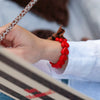 Bracelet GAGA maxi cœurs écru, noir ou rouge avec nœud léopard