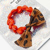 Bracelet GAGA maxi cœurs écru, noir ou rouge avec nœud léopard