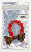 Bracelet GAGA maxi cœurs écru, noir ou rouge avec nœud léopard