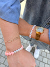 Bracelet MAMA en perles cœur rose candy avec nœud en jean – GAGA