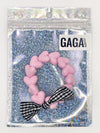 Bracelet enfant rose avec perles cœur et nœud vichy noir et blanc – Gaga