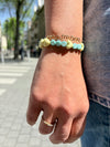 Bracelet MUM OF BOYS avec perles bleues et cœurs jaunes pastel – GAGA Kids
