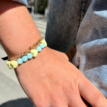  Bracelet MUM OF BOYS avec perles bleues et cœurs jaunes pastel – GAGA Kids