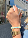 Bracelet MUM OF BOYS avec perles bleues et cœurs jaunes pastel – GAGA Kids