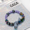 Bracelet Mum of Twins GAGA Kids avec perles lavande et cœurs holographiques