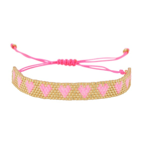 Bracelet perlé cœur rose Atelier Wagram sur carte cadeau – bijou amour à offrir