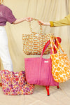 Cabas Samba Joy Macadamia Apaches Collections – sac matelassé fleuri en coton coloré