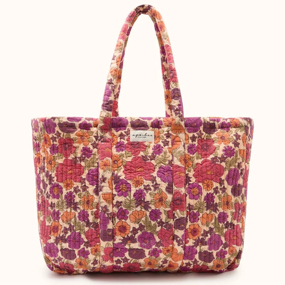 Cabas Samba Joy Macadamia Apaches Collections – sac matelassé fleuri en coton coloré