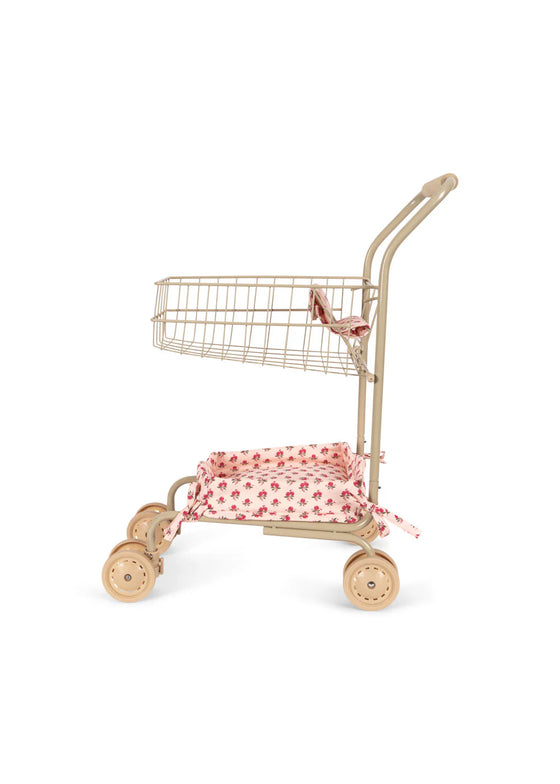 Caddy de courses pour poupées Rosie Rose Konges Slojd en métal avec tissu fleuri