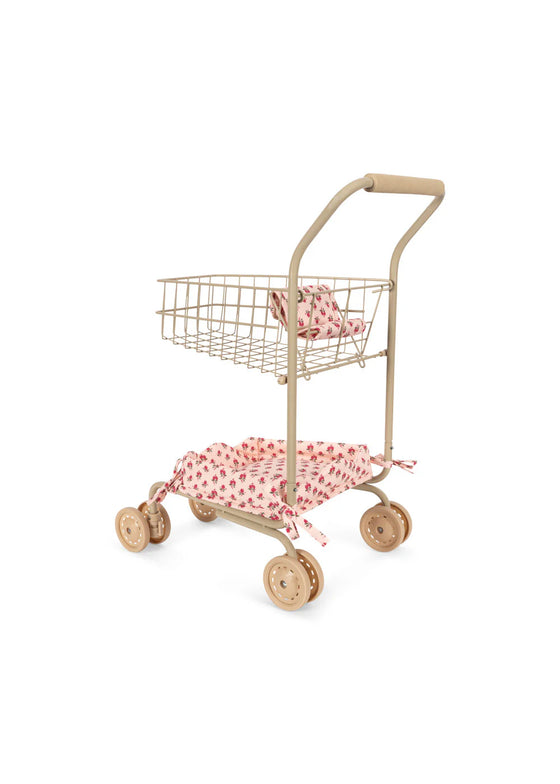 Caddy de courses pour poupées Rosie Rose Konges Slojd en métal avec tissu fleuri