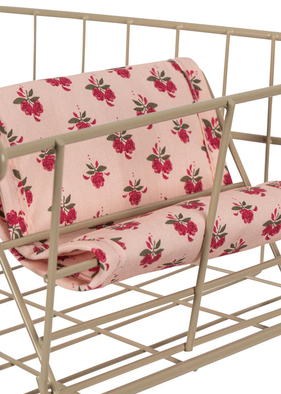 Caddy de courses pour poupées Rosie Rose Konges Slojd en métal avec tissu fleuri