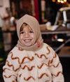 Cagoule enfant Hello Hossy Hoody Latte en tricot beige chaud