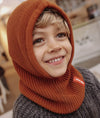 Cagoule enfant Hello Hossy Hoody Nut en tricot marron caramel chaud