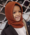 Cagoule enfant Hello Hossy Hoody Nut en tricot marron caramel chaud