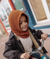 Cagoule enfant Hello Hossy Hoody Nut en tricot marron caramel chaud