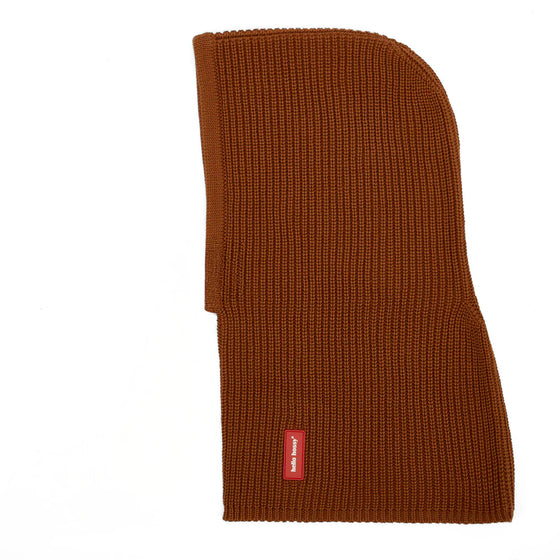 Cagoule enfant Hello Hossy Hoody Nut en tricot marron caramel chaud