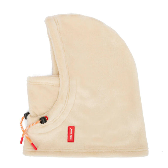 Cagoule enfant Hello Hossy Warmy Cream en polaire douce avec cordons ajustables