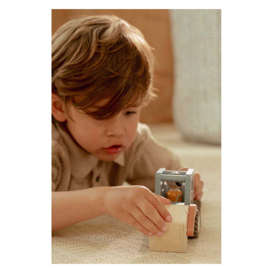 Camion-grue en bois Little Dutch avec figurine – jouet d’imitation construction