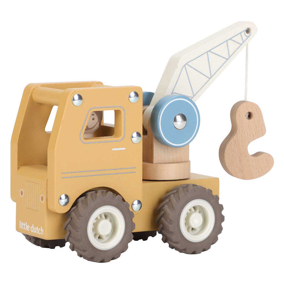 Camion-grue en bois Little Dutch avec figurine – jouet d’imitation construction