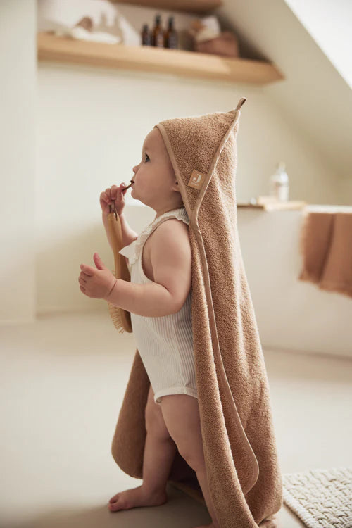 Cape de bain bébé biscuit en éponge douce – Jollein, sortie de bain avec capuche