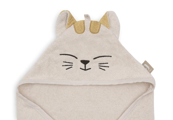 Cape de bain bébé Charlie Cat en éponge beige - Jollein