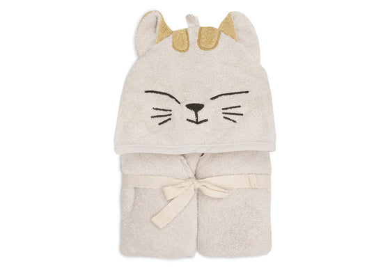 Cape de bain bébé Charlie Cat en éponge beige - Jollein