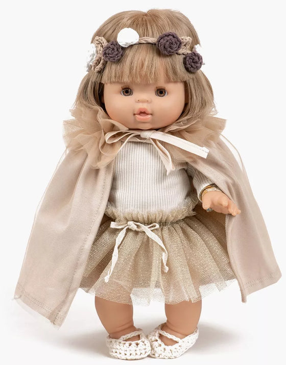 Cape Oxana lin avec col en tulle miel pour poupées Gordis – Minikane
