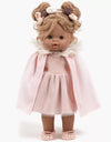 Cape Oxana rose pâle avec col en tulle écru pour poupées Gordis – Minikane