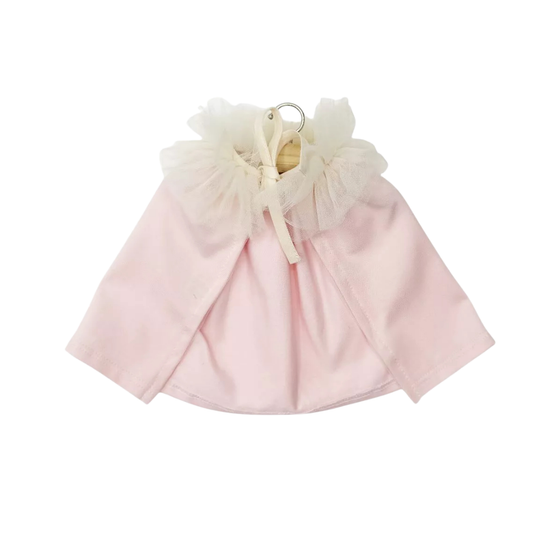 Cape Oxana rose pâle avec col en tulle écru pour poupées Gordis – Minikane