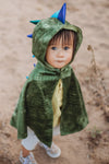 Cape dragon enfant verte avec capuche et pics bleus – déguisement dragon 1-3 ans Great Pretenders