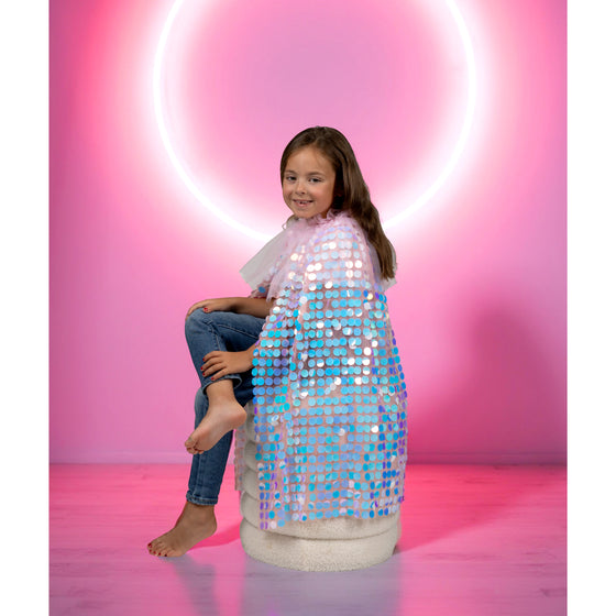 Cape rose enfant à sequins iridescents Galaxia – déguisement féerique princesse