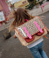 Cartable léopard Hello Hossy rose et beige pour enfant 2 à 5 ans
