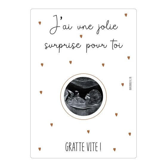 Carte annonce à gratter "Echographie" - Papier Poetic