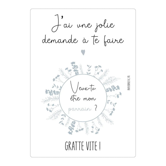 Carte annonce à gratter "Parrain" - Papier Poetic