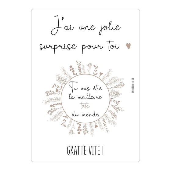 Carte annonce à gratter "Tata" - Papier Poetic