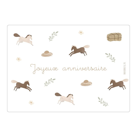 Carte d'anniversaire "Cheval en prairie" - Papier Poetic