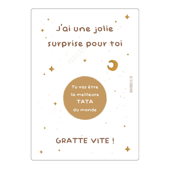 Carte à gratter annonce grossesse tata – surprise future tata Papier Poetic