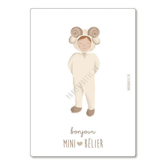 Carte astrologique bébé Mini Bélier – signe Bélier – illustration Papier Poetic