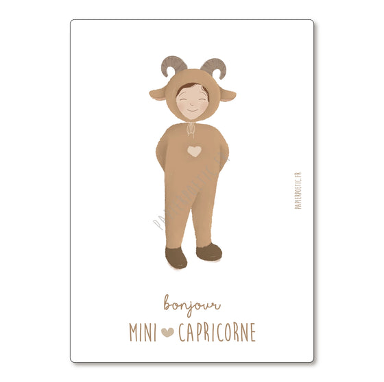 Carte astrologique Mini Capricorne – signe astrologique Capricorne bébé – illustration douce Papier Poetic