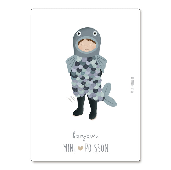 Carte astrologique Mini Poisson – signe zodiaque enfant – illustration naissance Papier Poetic