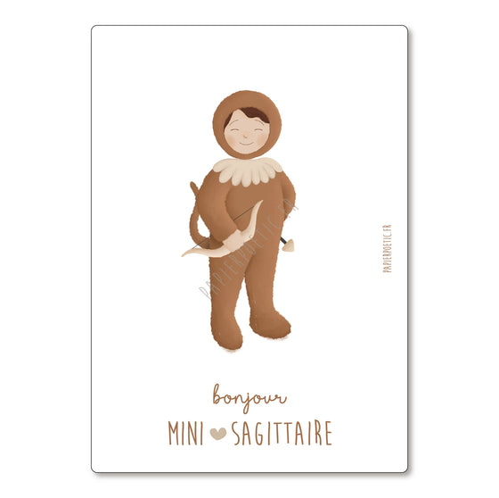 Carte astrologique Mini Sagittaire – illustration signe astrologique enfant – Papier Poetic