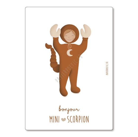 Carte astrologique Mini Scorpion – illustration signe astrologique enfant – Papier Poetic