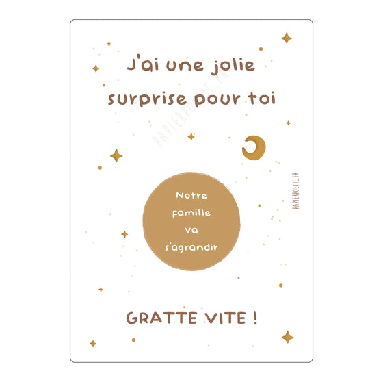 Carte à gratter Notre famille va s’agrandir Papier Poetic
