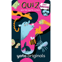  Carte audio Yoto – Quiz Les Animaux : un jeu interactif pour enfants curieux ! Testez vos connaissances sur le règne animal avec des questions amusantes et éducatives. Un contenu original Yoto Originals, parfait pour éveiller la curiosité et apprendre en s'amusant. Compatible avec le lecteur Yoto.