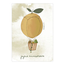  Carte d'anniversaire "Montgolfière Citron" - Papier Poetic
