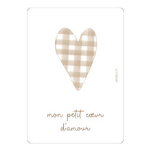  Carte "Mon petit coeur d'amour" Vichy, Papier Poetic.