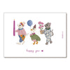 Carte postale Happy You Papier Poetic avec lapin, canard et chat en fête – illustration poétique enfant