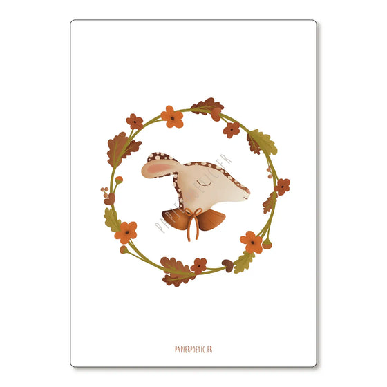 Carte postale Couronne Bichette avec lapin et fleurs – Papier Poetic