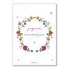 Carte Joyeux Anniversaire Papier Poetic avec couronne de fleurs colorées et illustration poétique